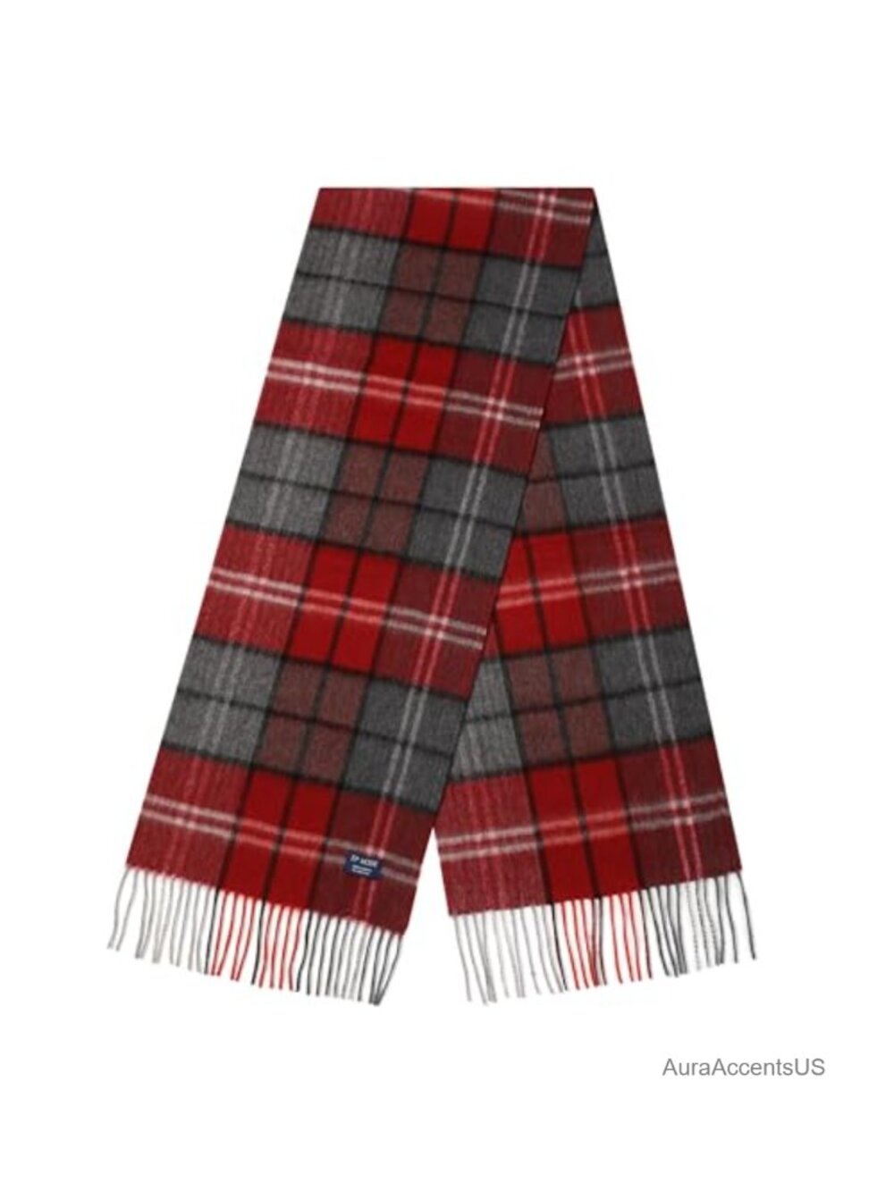 Men's 100% Cashmere Winter Scarf, Classic Plaid Pattern, Ultra-Soft